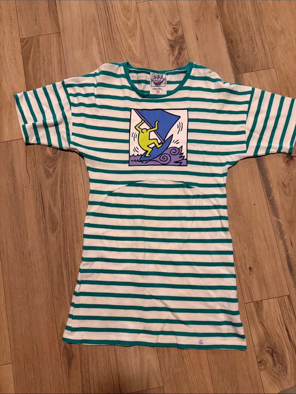 Keith Haring meets SLY Green & White Women's Casual Tee Dress